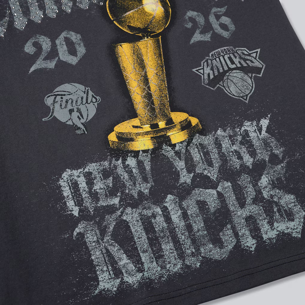 Last one - Men's New York Knicks Nike Gray 2026 NBA Finals Champions Authentic Locker Room Limited Edition On Court T-Shirt