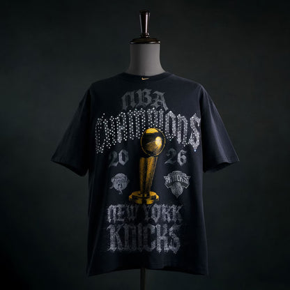 Last one - Men's New York Knicks Nike Gray 2026 NBA Finals Champions Authentic Locker Room Limited Edition On Court T-Shirt