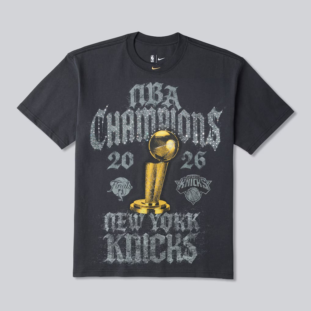Last one - Men's New York Knicks Nike Gray 2026 NBA Finals Champions Authentic Locker Room Limited Edition On Court T-Shirt
