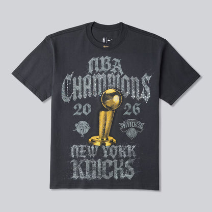 Last one - Men's New York Knicks Nike Gray 2026 NBA Finals Champions Authentic Locker Room Limited Edition On Court T-Shirt
